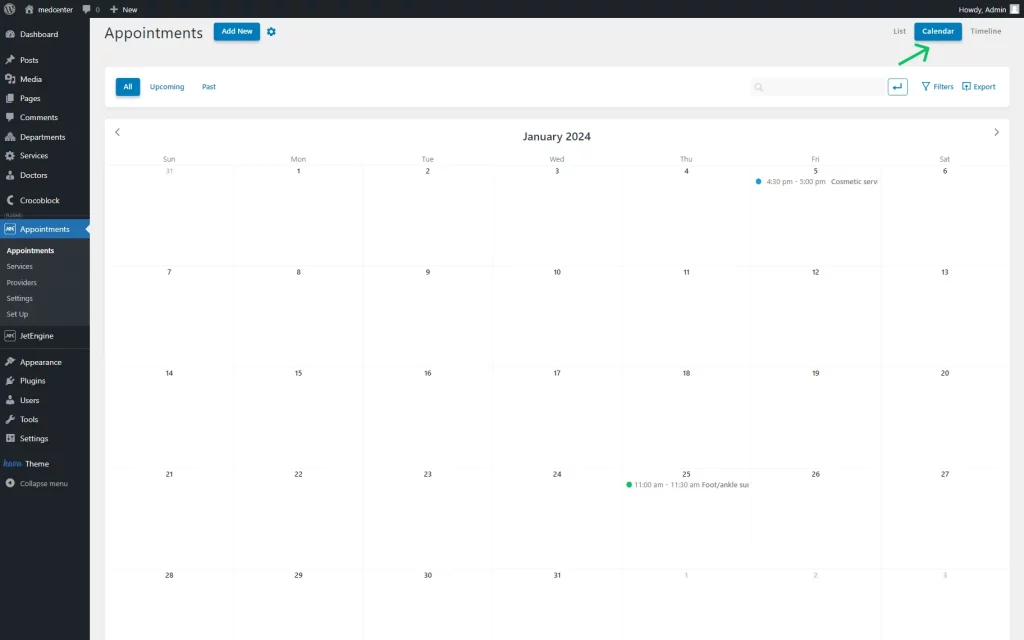 appointments calendar view