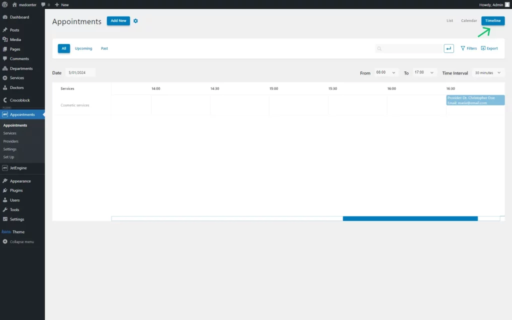 appointments timeline view