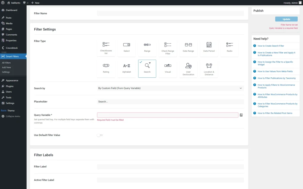 by custom field from query variable settings