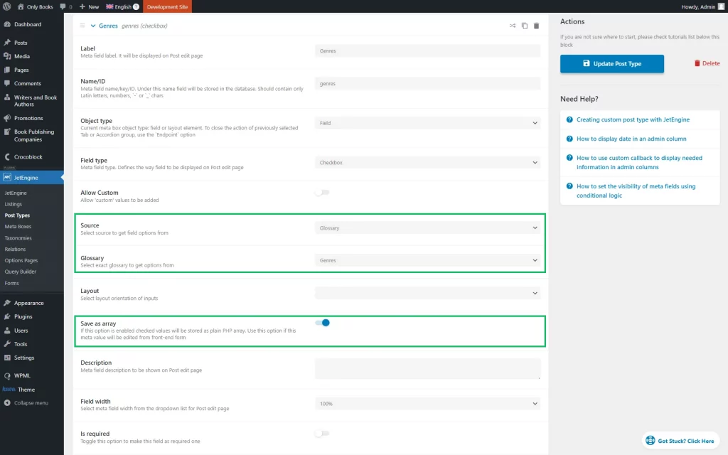 cpt checkbox meta field