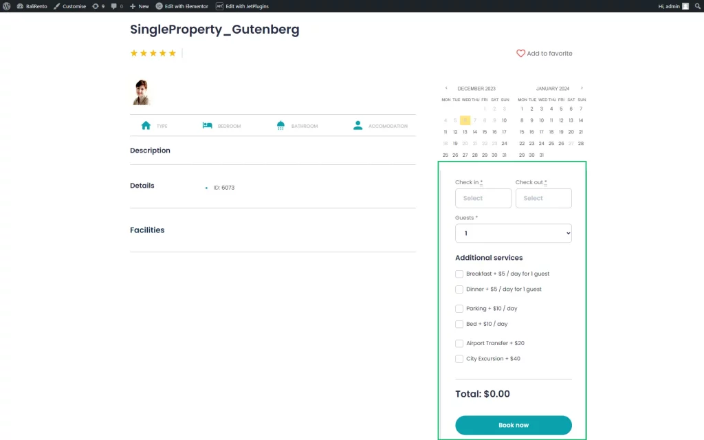 frontend of jetform on the single page in block editor