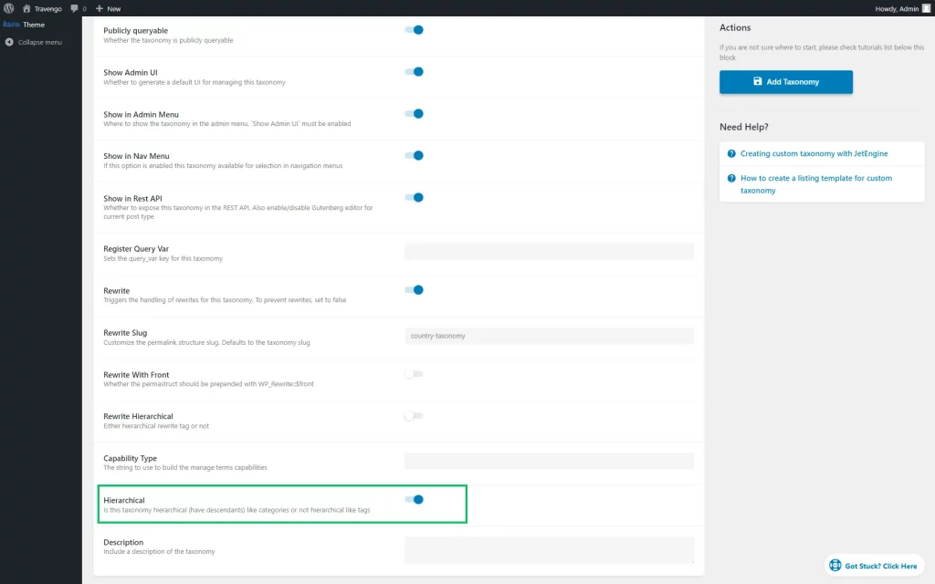 hierarchical toggle