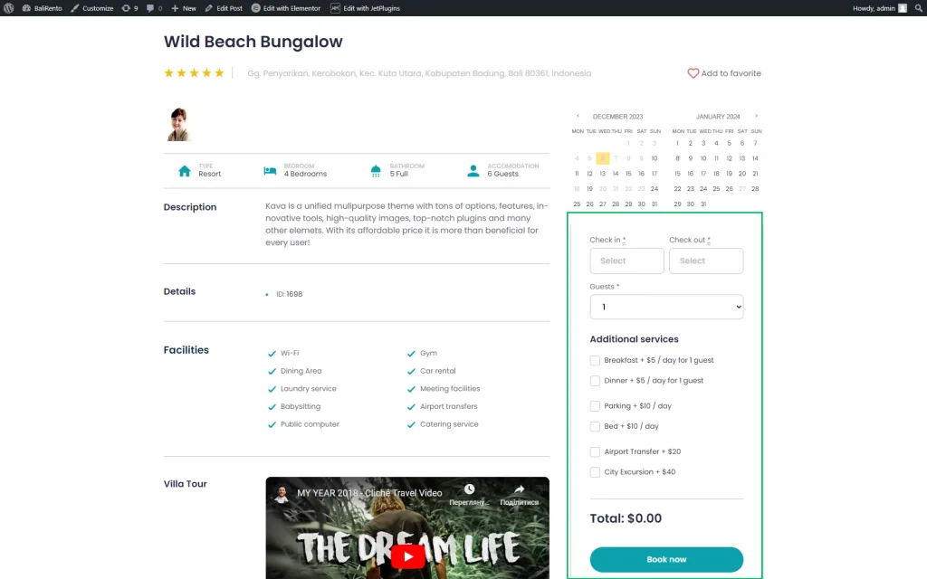 jetform with booking availability calendar added