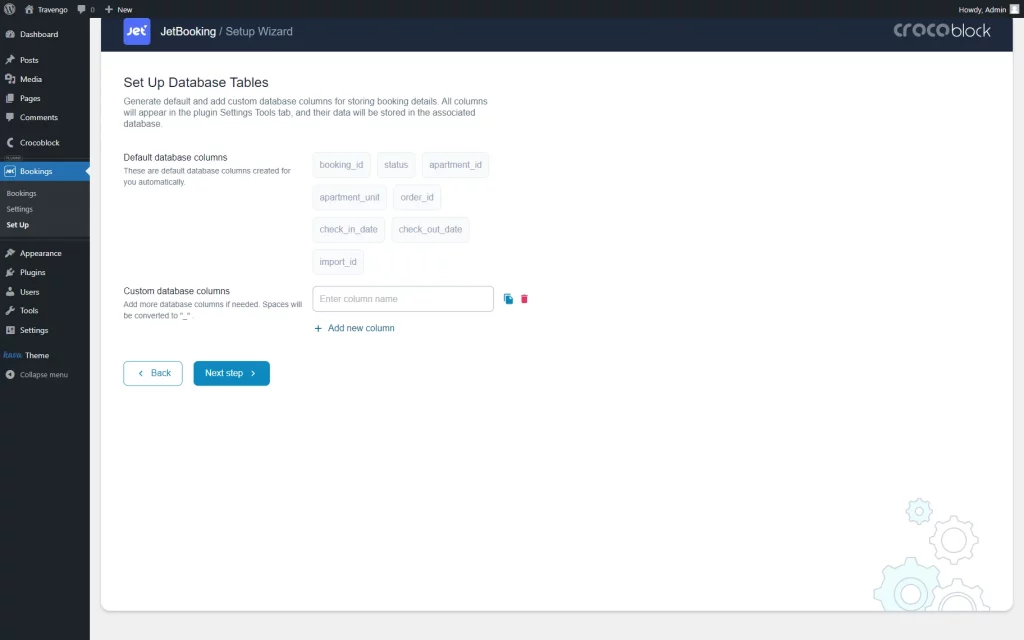 new data base column field