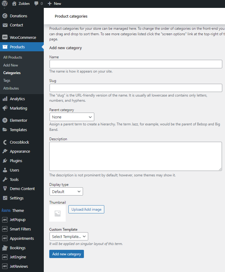 product categories