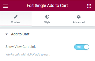 add to cart widget-settings