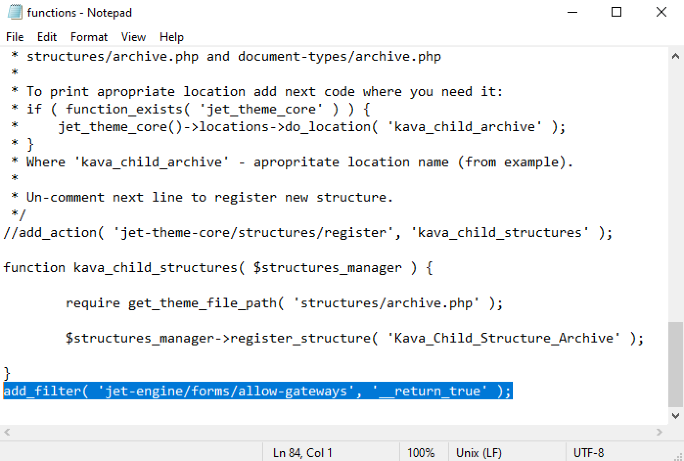 adding code to functions file