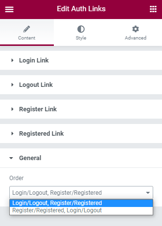 auth links general settings