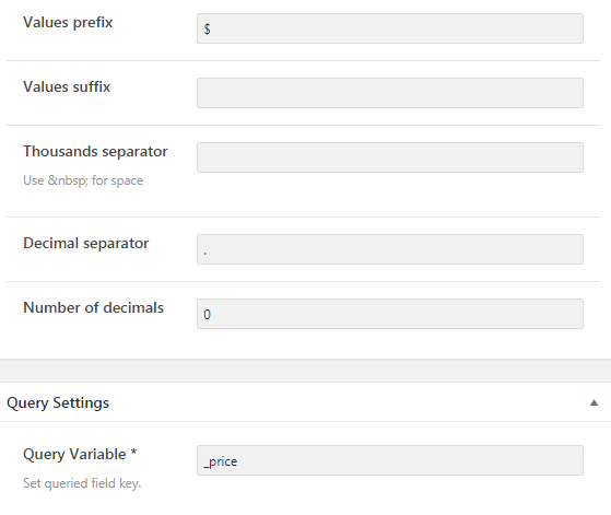 filter and query settings