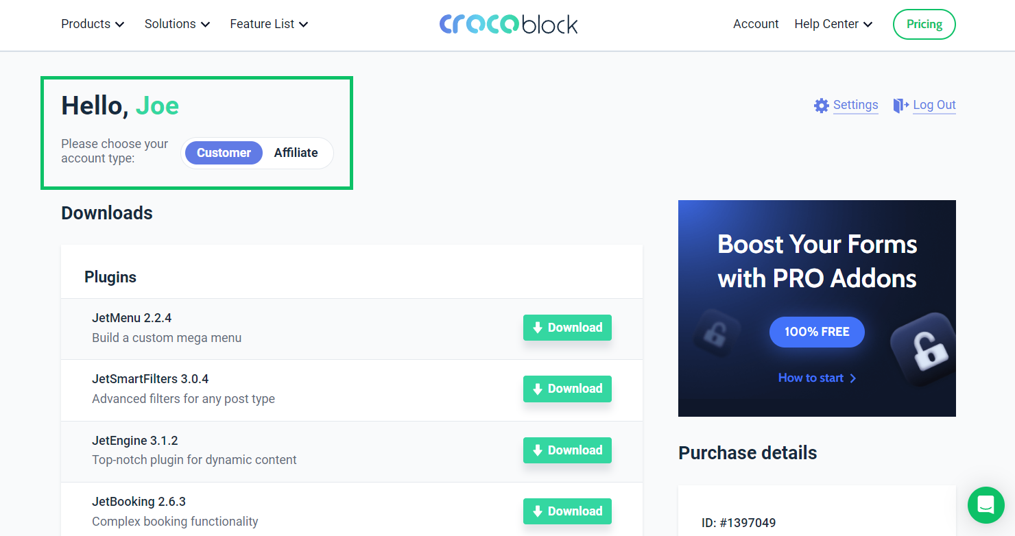 choose your crocoblock account type