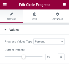 Circle Progress Value section