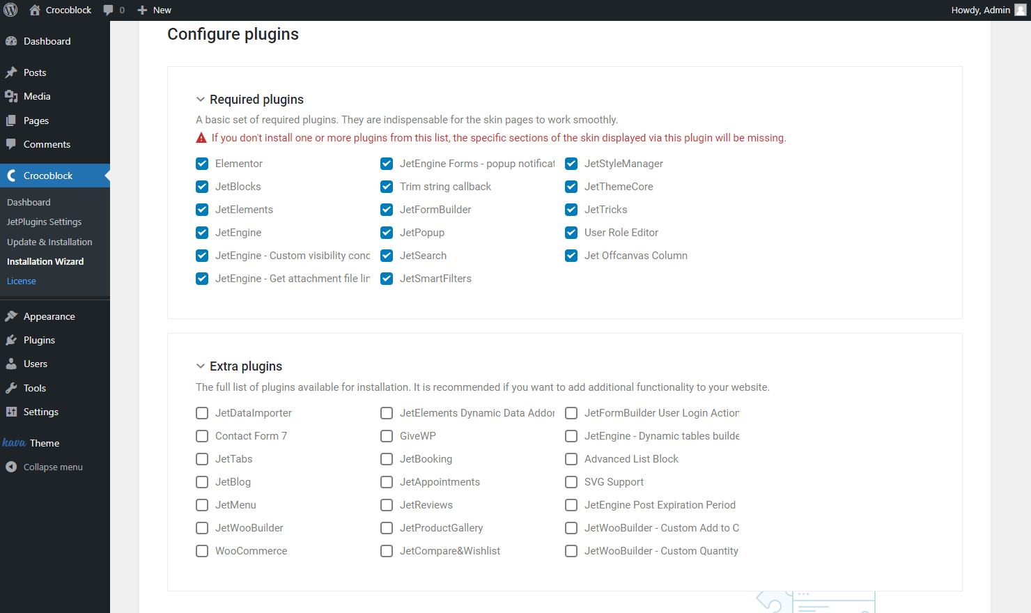 configure plugins page