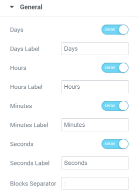 Countdown Timer General settings