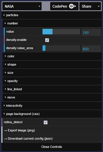 generate the certain particles JSON code