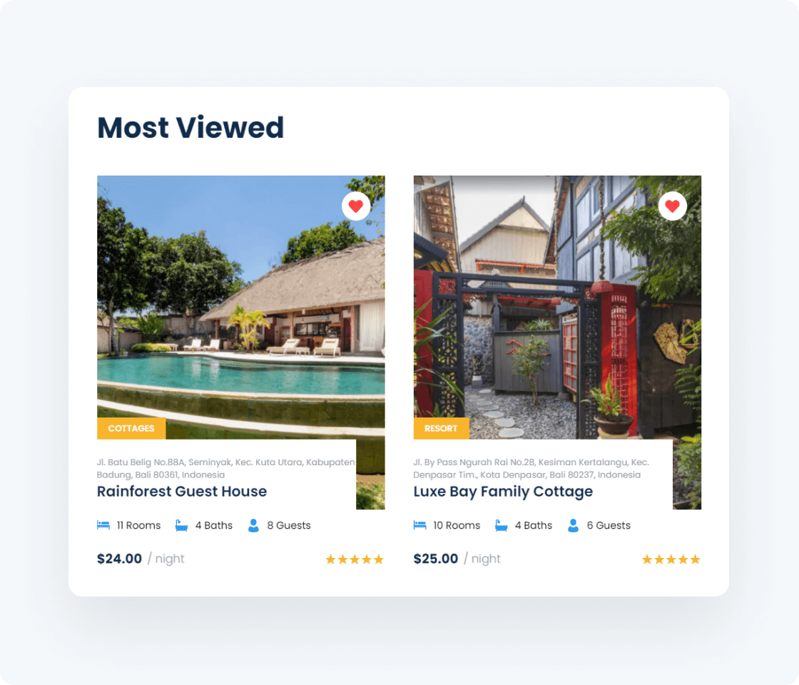 most viewed vacation rental items