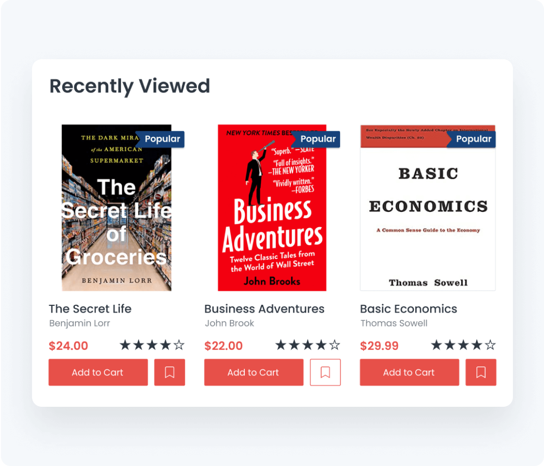 recently viewed books data store