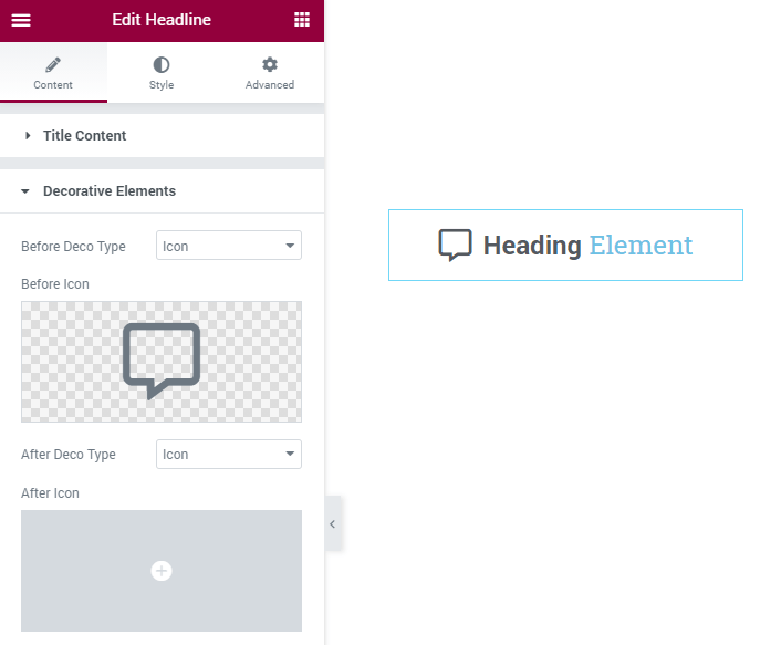 Decorative Elements settings section