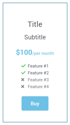 pricing table default view
