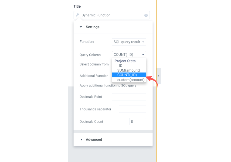 donation amount using dynamic tag count _id