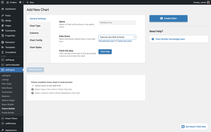 new chart settings
