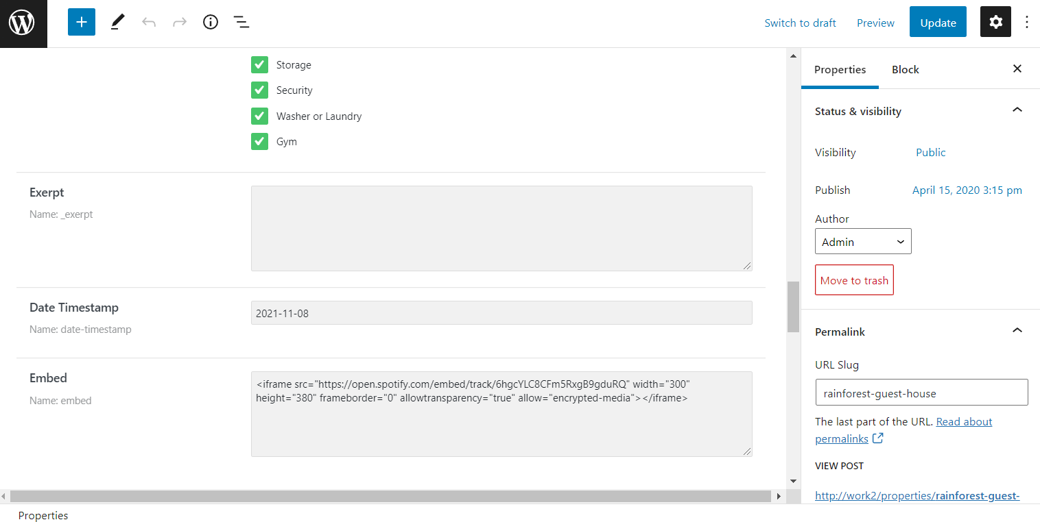 embed textarea meta field