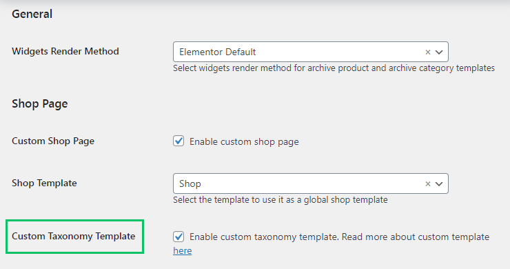 enable custom taxonomy template