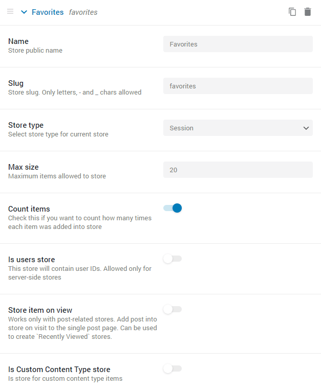 data store settings