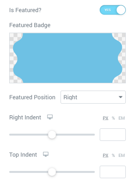 Pricing Table featured column settings