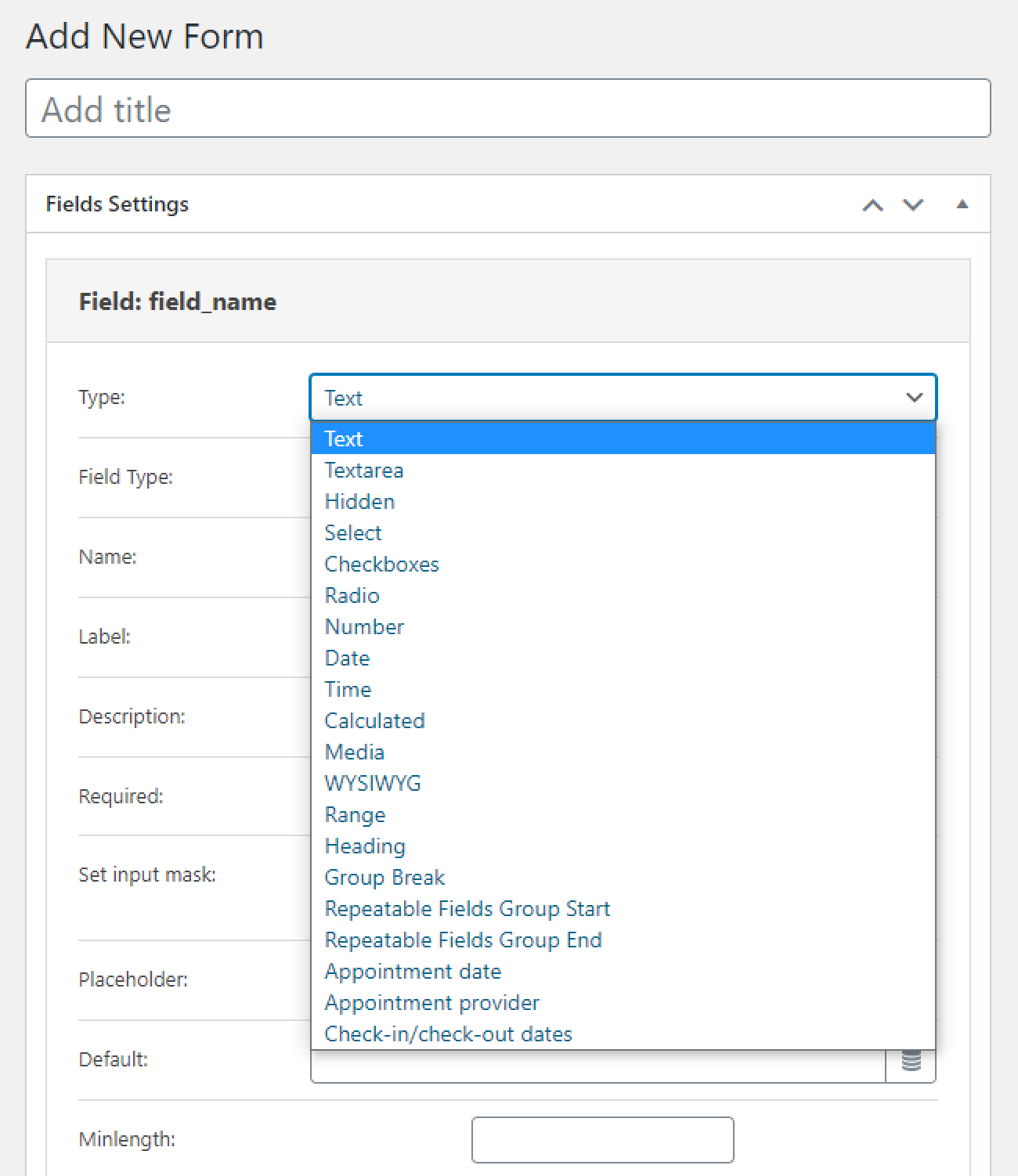 form field types