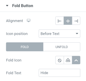 Pricing Table fold button settings