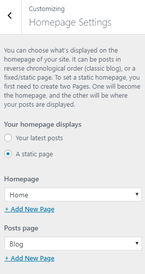 homepage settings