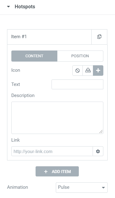 hotspots item settings