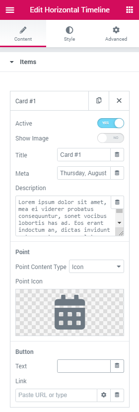 horizontal timeline single item