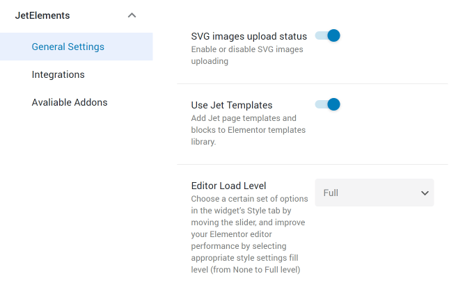 Crocoblock dashboard plugins settings