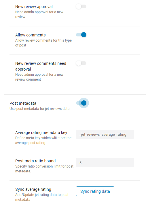 jetreviews settings