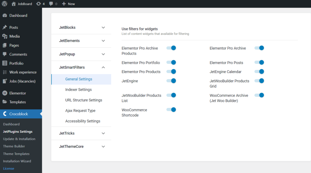 JetSmartFilters general settings