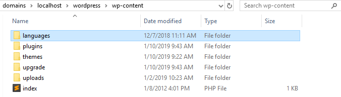 the languages ​​folder inside the wp-content directory