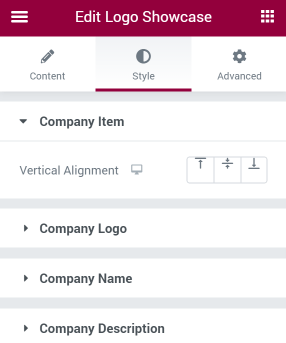 Logo Showcase Style settings