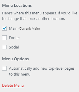menus block in the customizer