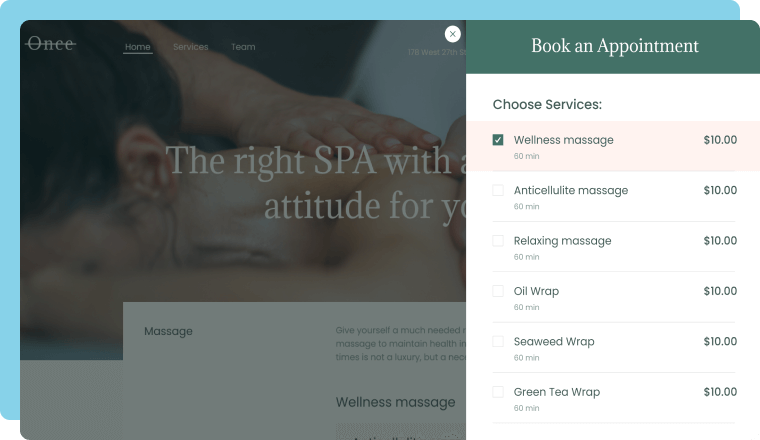 Once - spa appointment website template