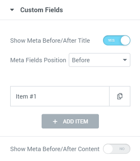 Posts widget custom fields settings
