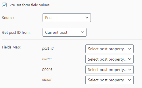 pre-set field values