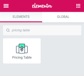 Pricing table widget