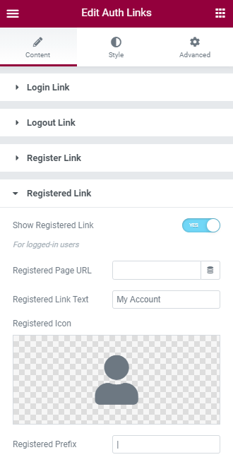 registered link settings