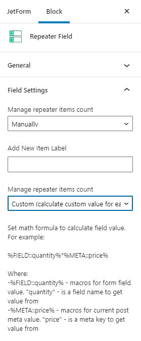 repeater settings