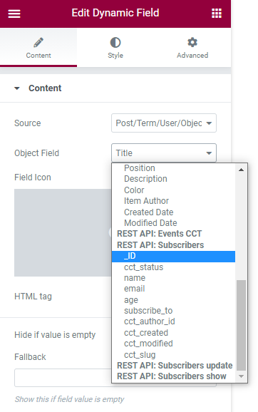 dynamic field adding