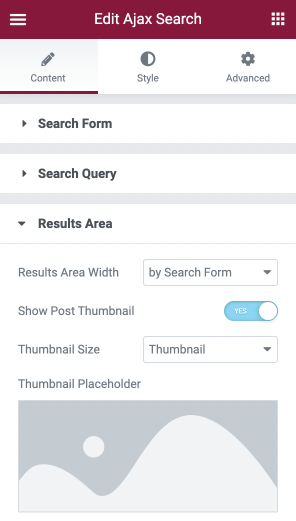 results area section