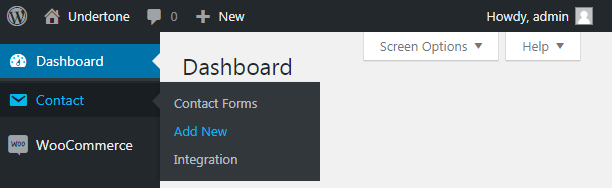 WordPress dashboard Contact tab