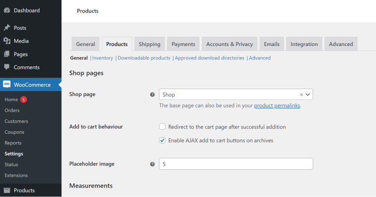 woocommerce settings