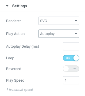 Lottie widget autoplay settings